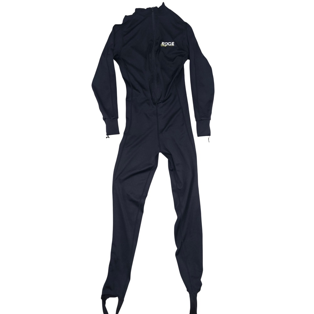 Edge UV Shield 50+ Full Body Rash Guard Black Long Sleeve Stirrup‎ Suit Small